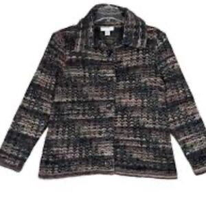 Christopher & Banks Cardigan Sweater Womens Medium Multicolored Textured Boxy